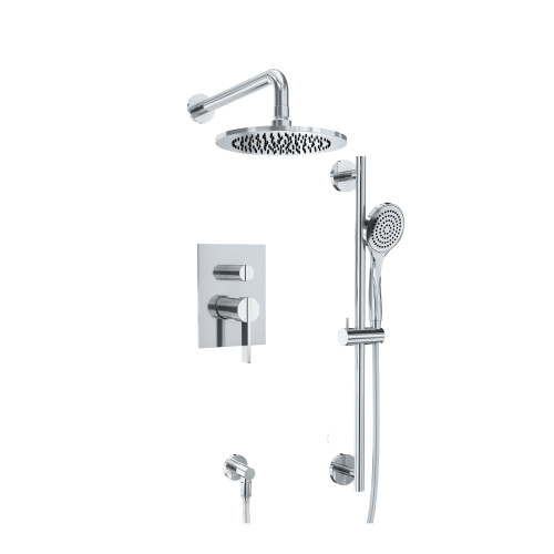 Flusso Two Output Shower Faucet Set With Shower Head, Hand Held And Slide Bar - Polished Chrome - 145.3350CP