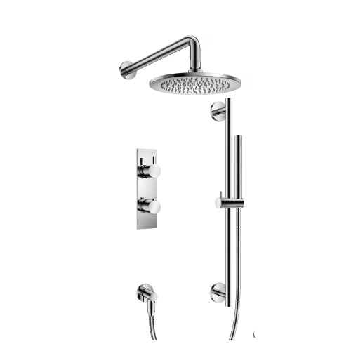Flusso 100.7300CP Two Output Shower Faucet Set With Shower Head, Hand Held And Slide Bar - Polished Chrome