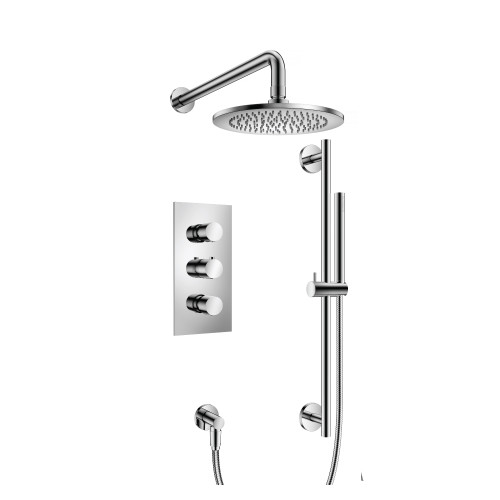 Isenberg  100.7200CP Two Output Shower Set With Shower Head, Hand Held And Slide Bar - Polished Chrome