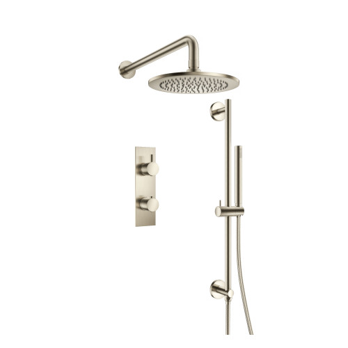 Isenberg  100.7350BN Two Output Shower Set With Shower Head, Hand Held And Slide Bar - Brushed Nickel