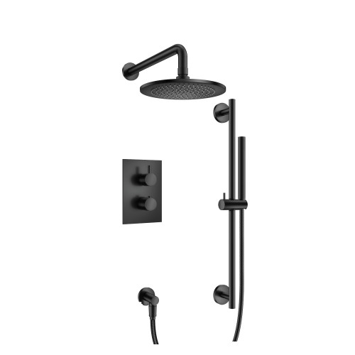 Flusso 100.7100MB Two Output Shower Faucet Set With Shower Head, Hand Held And Slide Bar - Matte Black