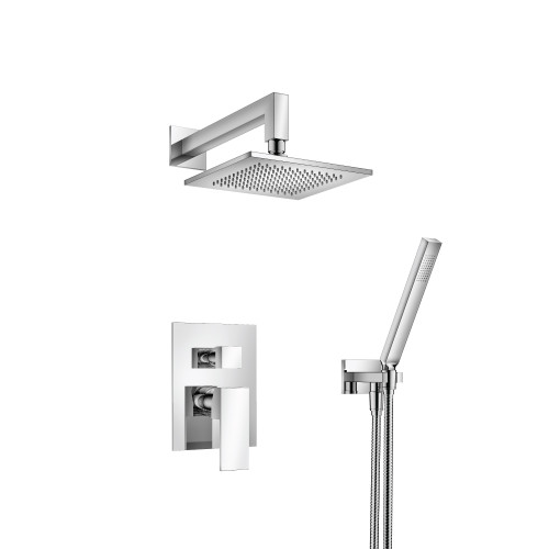 Flusso Two Output Shower Faucet Set With Shower Head And Hand Held - Chrome - 160.3300CP