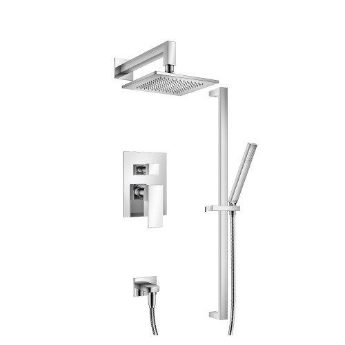 Flusso 160.3350CP Two Output Shower Faucet Set With Shower Head, Hand Held And Slide Bar - Chrome
