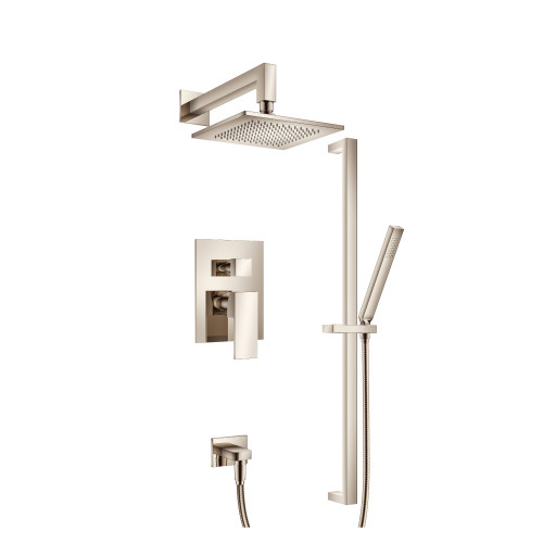 Flusso Two Output Shower Faucet Set With Shower Head, Hand Held And Slide Bar -Polished Nickel - 160.3350PN