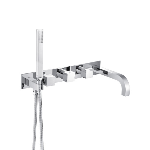 Flusso 160.2691CP Wall Mount Tub Filler With Hand Shower - Chrome