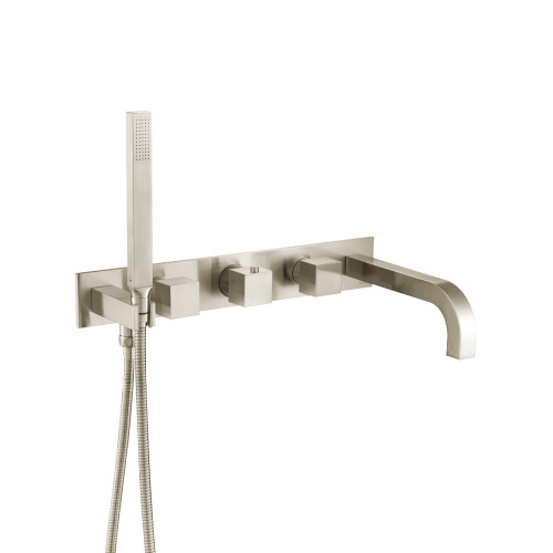 Flusso Wall Mount Tub Filler With Hand Shower - Brushed Nickel - 160.2691BN