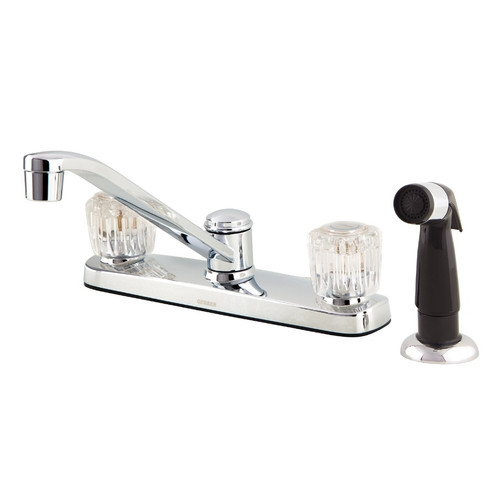 Gerber G0042211W Maxwell SE Two Handle Kitchen Faucet w/ Acrylic Handles Spray & 8" D-Tube Spout 1.75gpm - Chrome