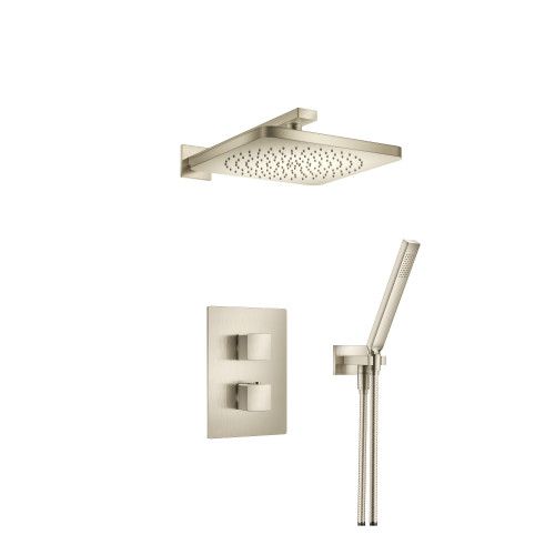 Flusso 196.7050BN Two Output Shower Faucet Set With Shower Head And Hand Held - Brushed Nickel