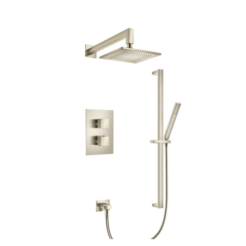 Flusso Two Output Shower Faucet Set With Shower Head, Hand Held And Slide Bar - Brushed Nickel - 160.7100BN