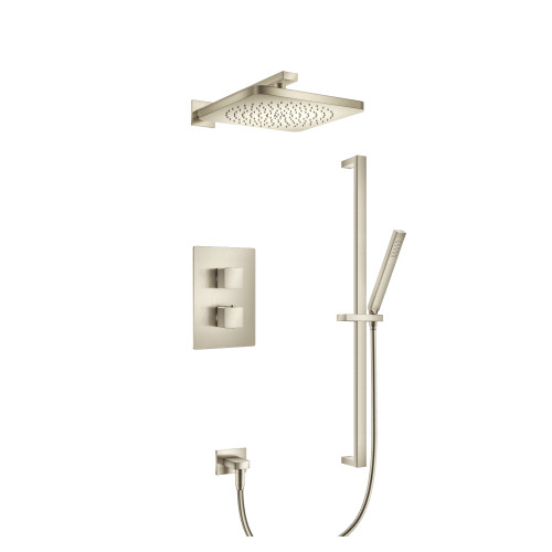Flusso Two Output Shower Faucet Set With Shower Head, Hand Held And Slide Bar - Brushed Nickel - 196.7100BN
