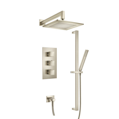Flusso Two Output Shower Faucet Set With Shower Head, Hand Held And Slide Bar - Brushed Nickel - 160.7200BN