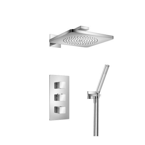 Flusso 196.7150CP Two Output Shower Faucet Set With Shower Head And Hand Held - Chrome
