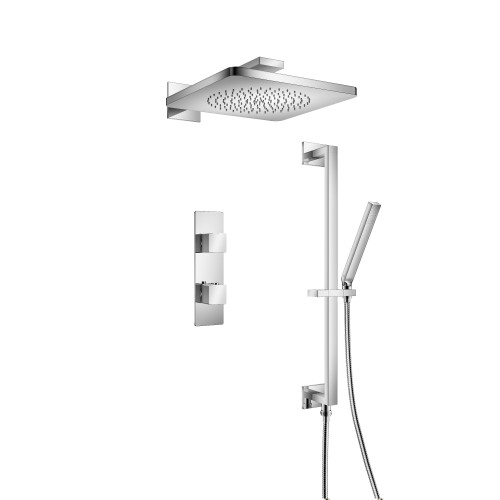 Isenberg  196.7350CP Two Output Shower Set With Shower Head, Hand Held And Slide Bar - Chrome