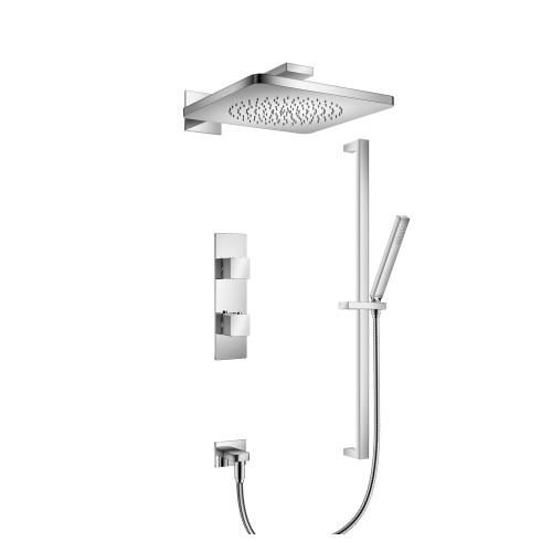 Flusso 196.7300CP Two Output Shower Faucet Set With Shower Head, Hand Held And Slide Bar - Chrome
