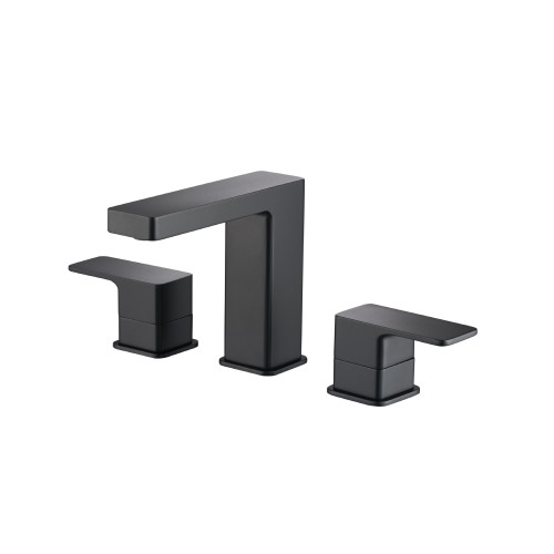 Flusso Three Hole 8" Widespread Two Handle Bathroom Faucet - Matte Black - 196.2000MB