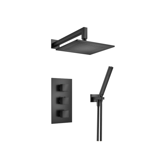 Flusso Two Output Shower Faucet Set With Shower Head And Hand Held - Matte Black - 160.7150MB
