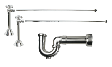 Mountain Plumbing Cross Handle New England/Massachusetts Supply Kit With P-Trap - Angle Sweat - Satin Brass - MT629MASS-NL/SB