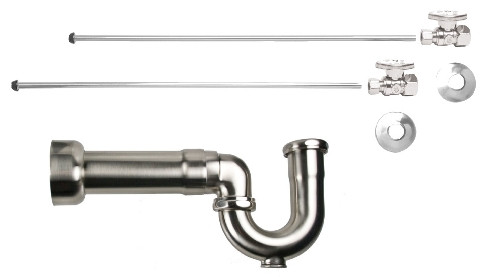 Mountain Plumbing Oval Handle New England/ Massachusetts Lavatory Straight Supply Kit With P-Trap - Matte Black - MT410MASS-NL/MB