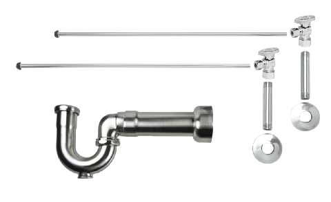 Mountain Plumbing  MT401MASS-NL/MB Lavatory Supply Kit with P Trap - Angle - Oval Handle - Matte Black