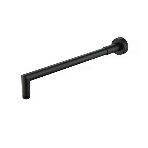 Flusso Wall Mount Round Shower Arm - 16" (400mm) - With Flange - Matte Black - HS1040MB
