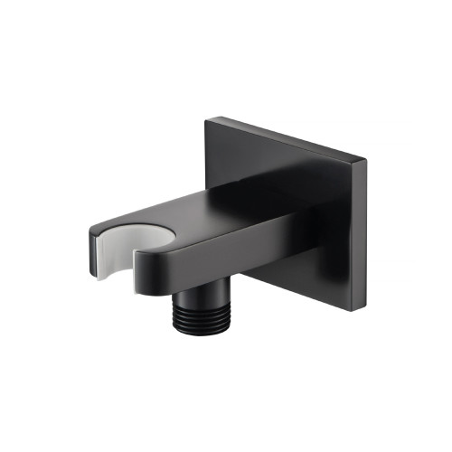 Flusso HS8007MB Wall Elbow With Holder Combo - Matte Black