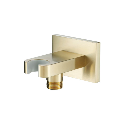 Flusso HS8007SB Wall Elbow With Holder Combo - Satin Brass