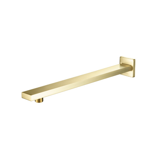 Flusso Wall Mount Shower Arm - 15" (385mm) - With Flange - Satin Brass - HS1050SB