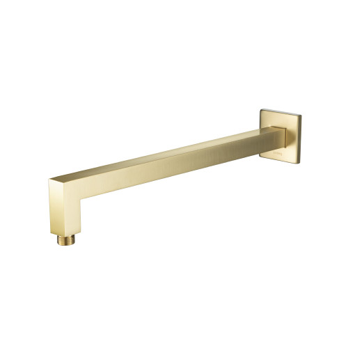 Isenberg  HS1011SASB Wall Mount Square Shower Arm - 16" (400mm) - With Flange - Satin Brass