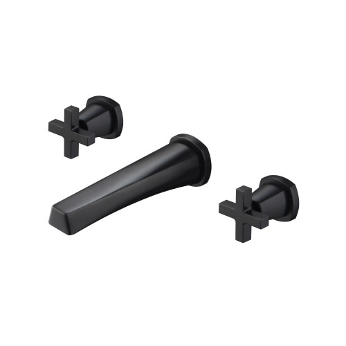 Flusso 240.1950TMB Trim For Two Handle Wall Mounted Bathroom Faucet - Matte Black