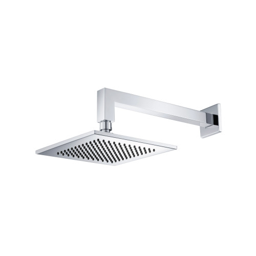 Flusso 8" Solid Brass Showerhead / Rainhead With 12" Wall Mount Shower Arm - Chrome - HS1001WCP