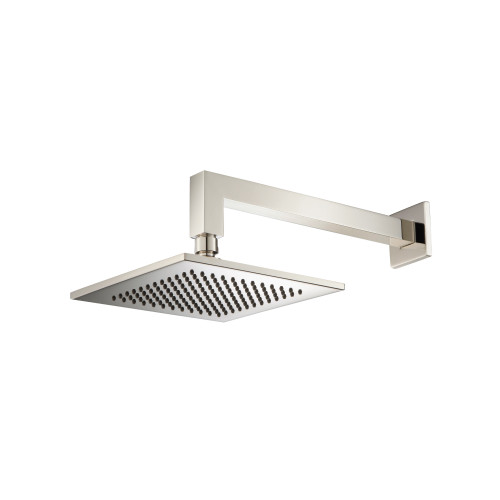 Flusso HS1001WPN 8" Solid Brass Showerhead / Rainhead With 12" Wall Mount Shower Arm - Polished Nickel