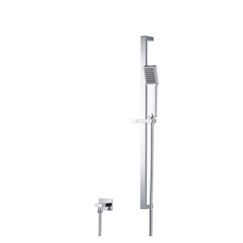 Flusso SHS.1015BN Hand Shower Faucet Set with Slide Bar and Elbow - Brushed Nickel