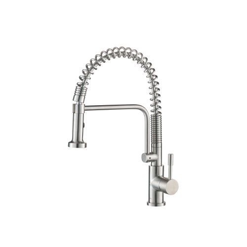 Flusso K.1200SS Caso - Semi-Professional Dual Spray Stainless Steel Kitchen Faucet With Pull Out - Stainless Steel