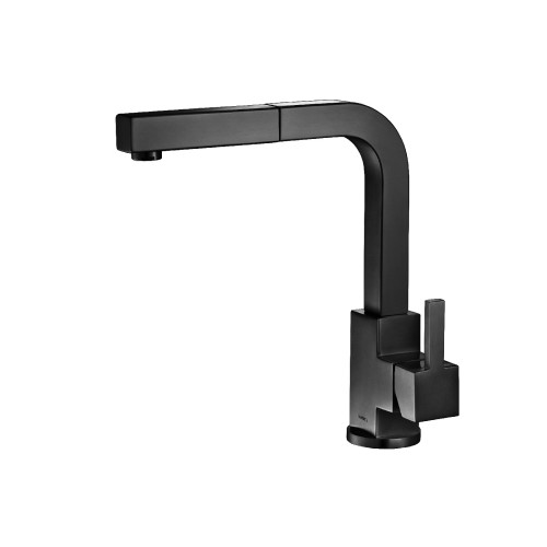 Flusso K.1330MB Deus - Dual Spray Stainless Steel Kitchen Faucet With Pull Out - Matte Black