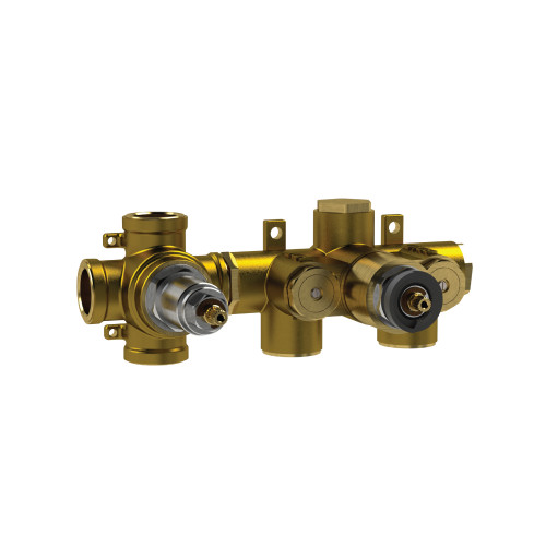 Flusso 3/4" Thermostatic Valve - 3 Outputs - Rough Brass - TVH.2705F
