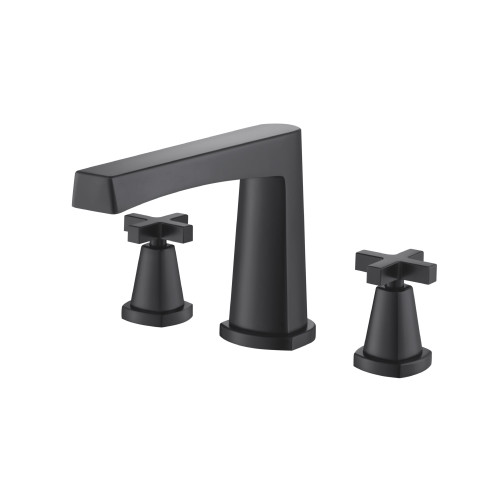 Flusso 3 Hole Deck Mount Roman Tub Faucet - Matte Black - 240.2410MB