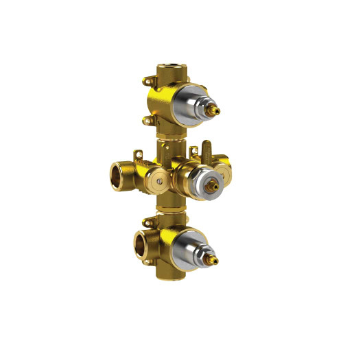 Flusso TVH.4801 3/4" Thermostatic Valve - 4 Outputs - Rough Brass