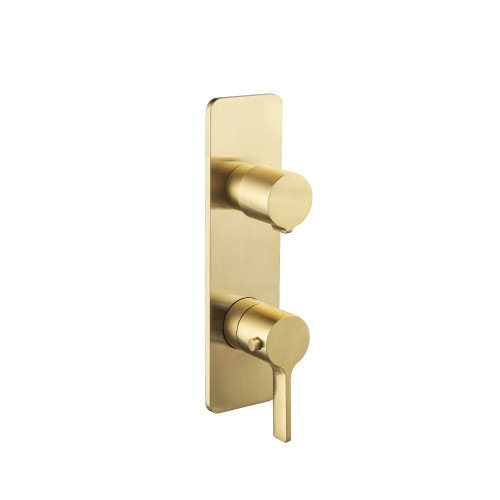 Flusso 260.2740SB 3/4" Thermostatic Shower Valve & Trim - 2-Output - Satin Brass