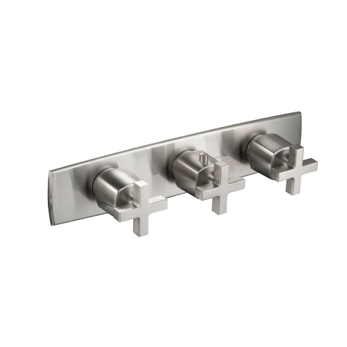 Flusso 3/4" Horizontal Thermostatic Valve with 2 Volume Controls & Trim - Brushed Nickel - 240.2715BN