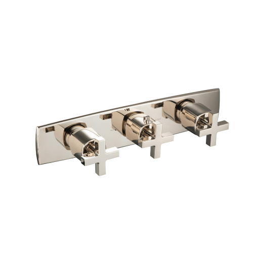 Flusso 240.2715PN 3/4" Horizontal Thermostatic Valve with 2 Volume Controls & Trim - Polished Nickel