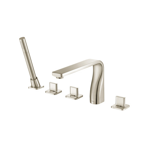 Isenberg  260.2420BN Five Hole Deck Mounted Roman Tub Faucet With Hand Shower - Brushed Nickel