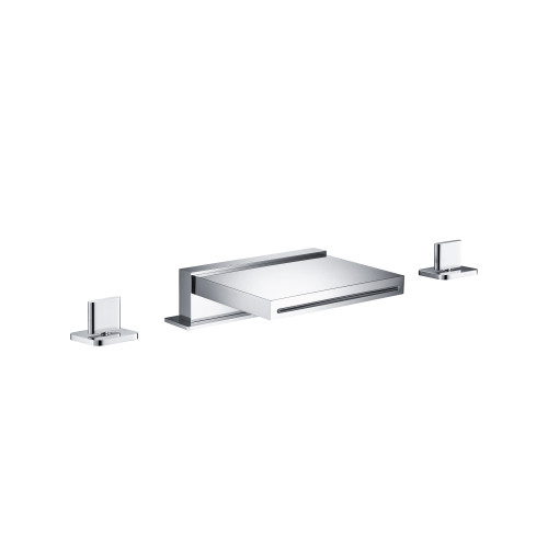 Flusso 3 Hole Deck Mount Cascade / Sheet Flow Roman Tub Faucet - Matte Black - 260.2410CFMB