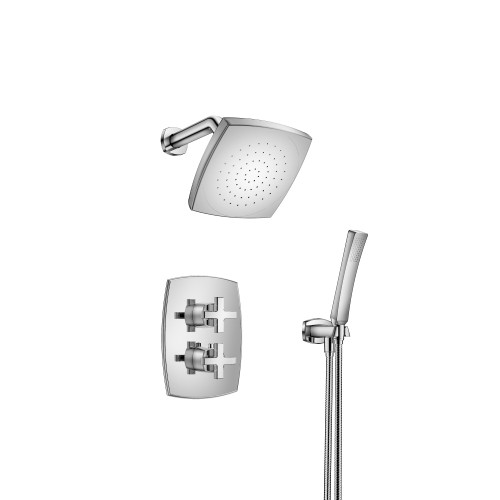 Flusso 240.7050CP Two Output Shower Faucet Set With Shower Head And Handshower - Chrome