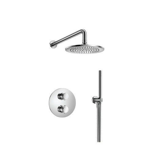 Flusso 250.7050CP Two Output Shower Faucet Set With Shower Head And Hand Held - Chrome