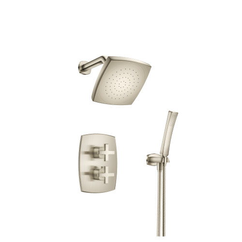 Flusso 240.7050BN Two Output Shower Faucet Set With Shower Head And Hand Held - Brushed Nickel