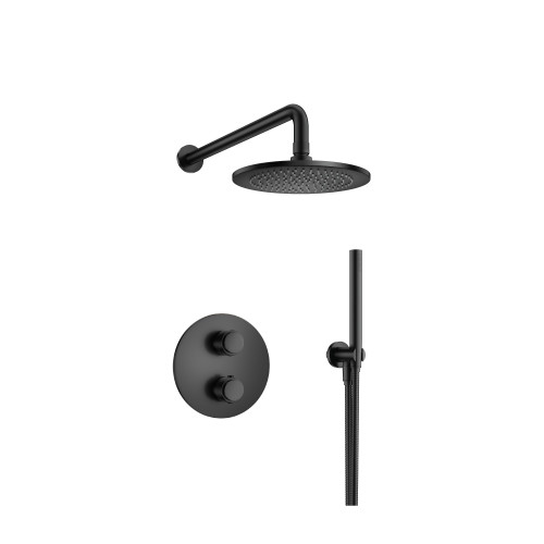 Flusso 250.7050MB Two Output Shower Faucet Set With Shower Head And Handshower - Matte Black