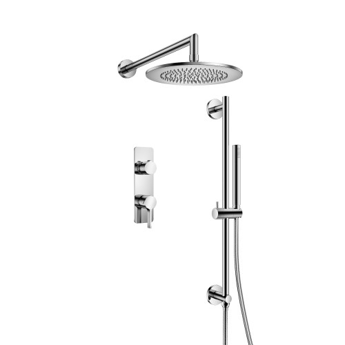 Flusso 260.7350CP Two Output Shower Faucet Set With Shower Head, Handshower And Slide Bar - Chrome