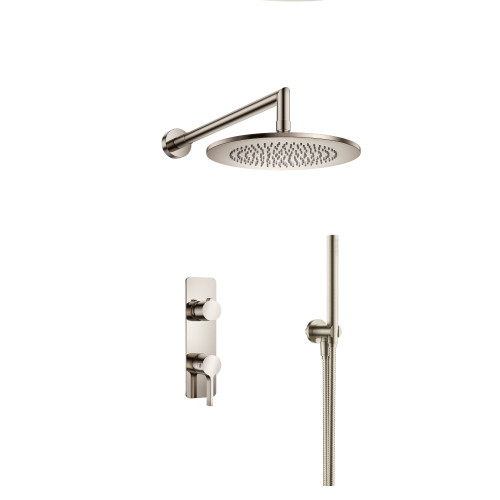 Flusso 260.7250PN Two Output Shower Faucet Set With Shower Head And Hand Held - Polished Nickel
