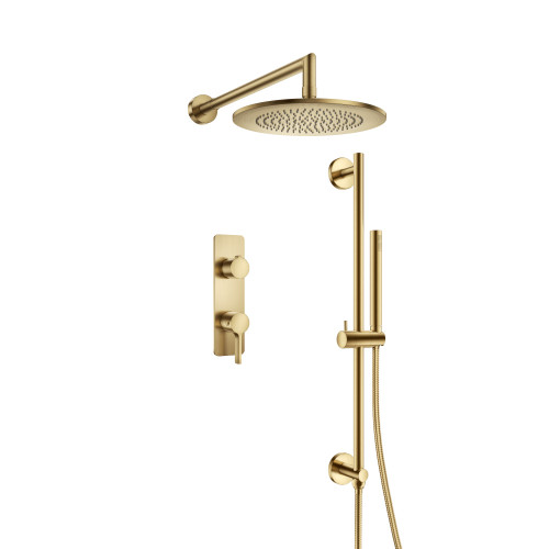 Flusso 260.7350SB Two Output Shower Faucet Set With Shower Head, Handshower And Slide Bar - Satin Brass