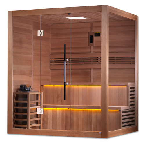 Golden Designs  GDI-7206-01 "Kuusamo Edition" 6 Person Indoor Traditional Steam Sauna - Canadian Red Cedar Interior